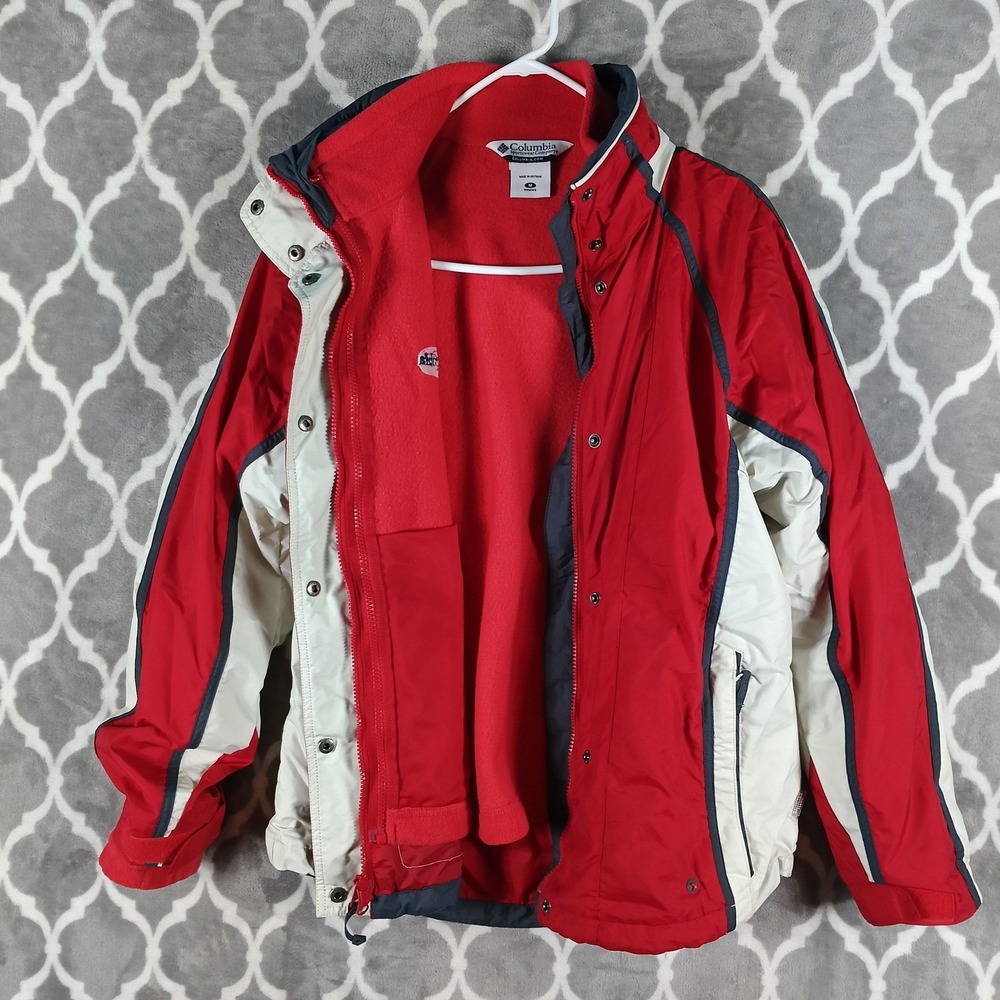 Columbia Interchange Jacket Women Size M Red White 3 In 1 Ski Snow Winter Coat